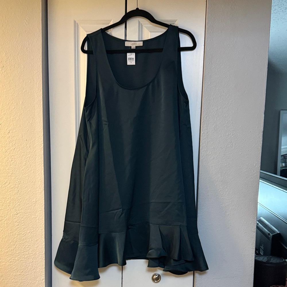 LOFT Teal Ruffle Hem Tunic
